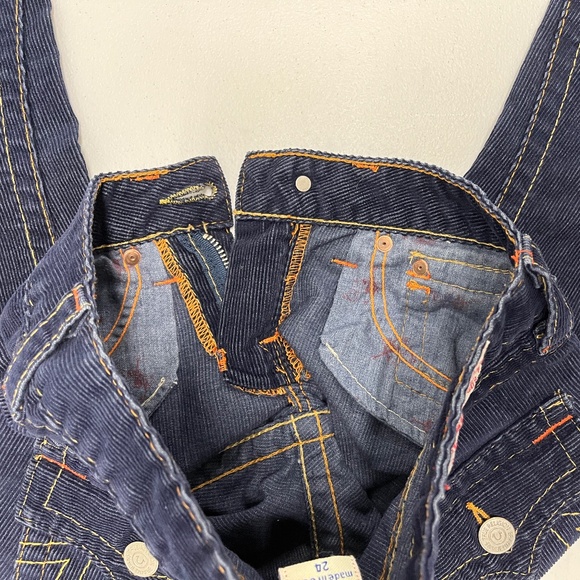 Pre-owned True Religion Women's 24 Navy Corduroy Joey Flare Pants Flap Pockets - Picture 9 of 15